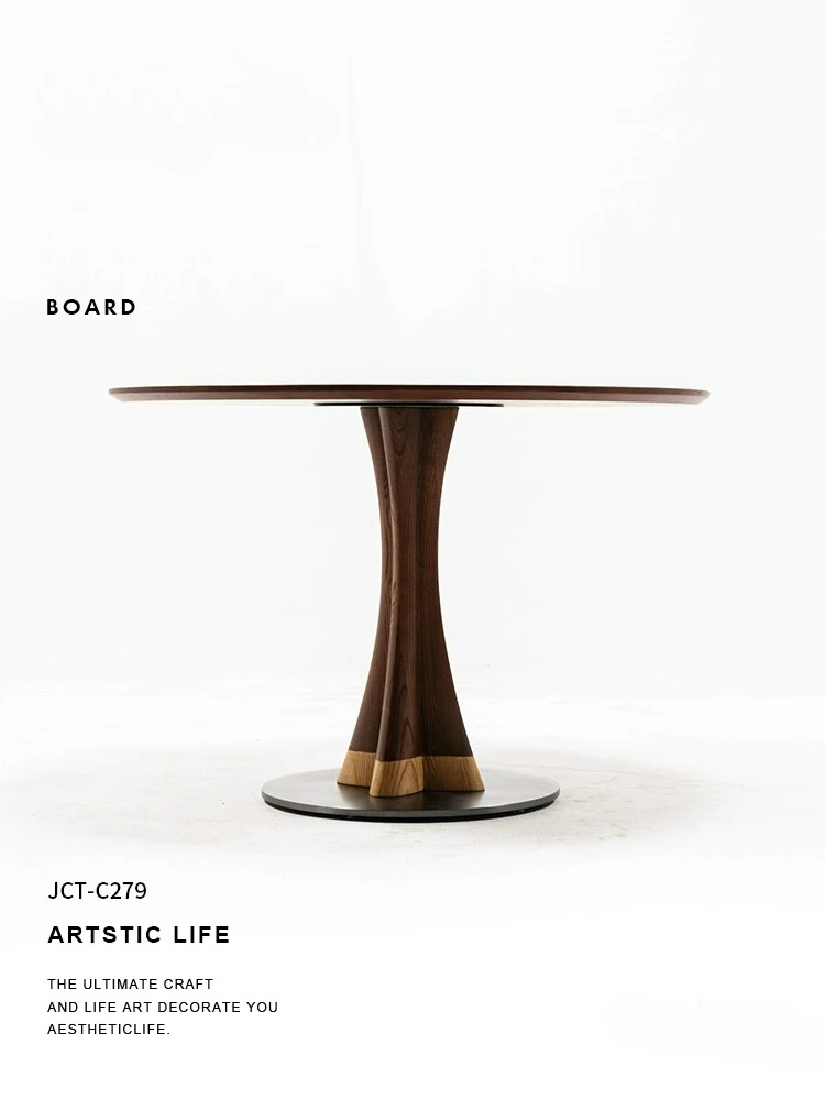 작은 허리형 식탁 모던 레트로 원목 심플 식탁 북유럽풍 원형 테이블 가정용 중세풍 소형 아파트용