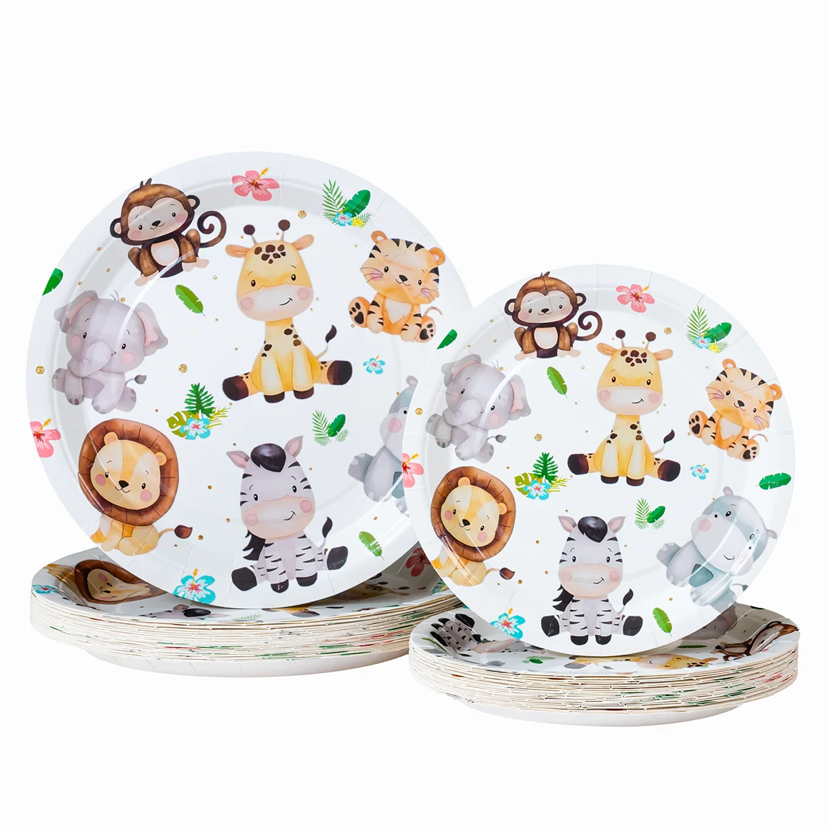 Jungle Safari Animal Disposable Paper Plates for Kids Wild One Birthday & Baby Shower Party Supplies view 6