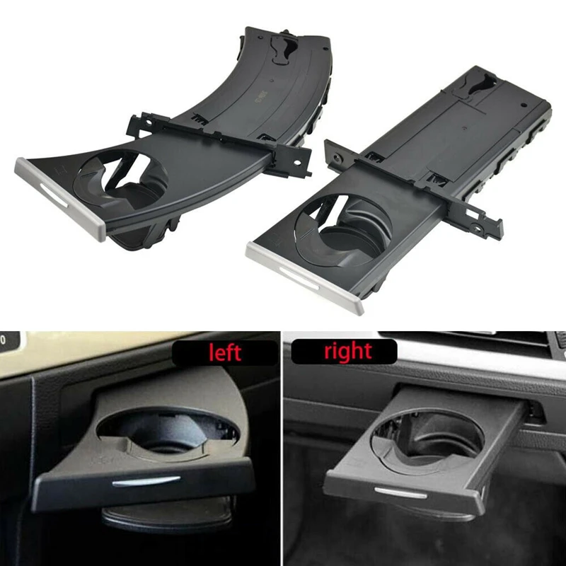 Car Left & Right Cup Holder Set W/ Trim Panel Gray For-BMW E90 E91 E92 E93 2005-2012 51459173471 51459173465 51457138799