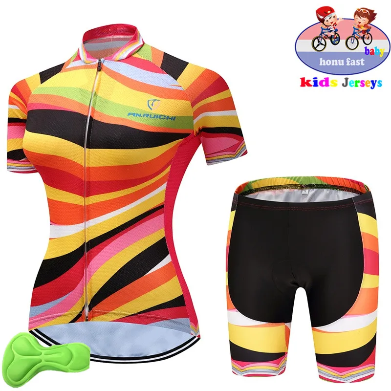 Mountain Bike Clothing Children Girl Bicycle Jersey Bib Set Dress Summer Outdoor Sports Cycling Clothes Girl MTB Sportswear Suit