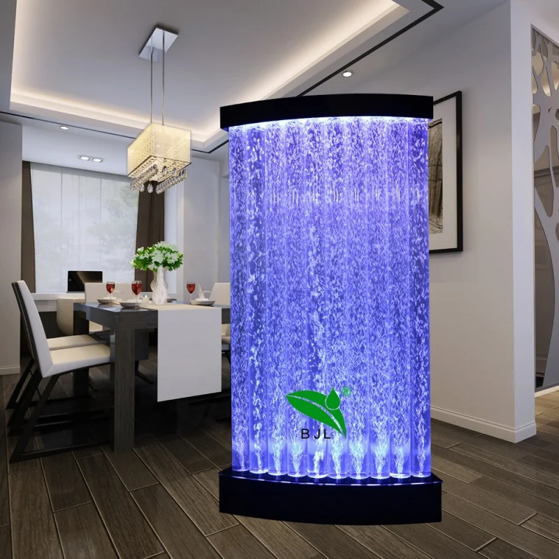 custom，remote control LED water wall curve bubble columns on wall partition for home decor