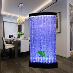 Fuente de pared interior personalizada, pantalla divisora de habitación con burbujas de agua acrílicas LED