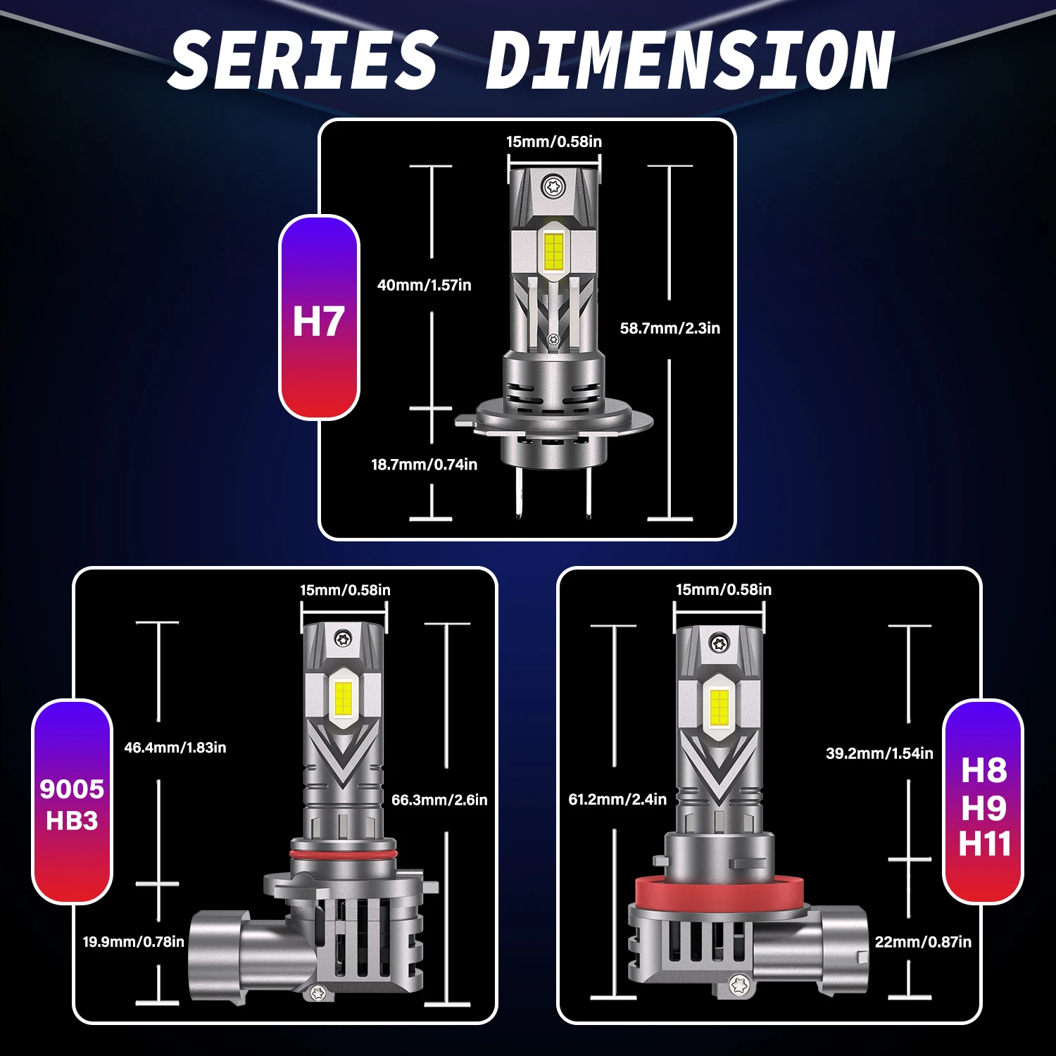 HYNBYZJ H7 9005 H11 LED Headlight 1:1 Mini Size Headlamp 130W  Car Lamps Super Bright Plug and Play Car Headlight Bulbs