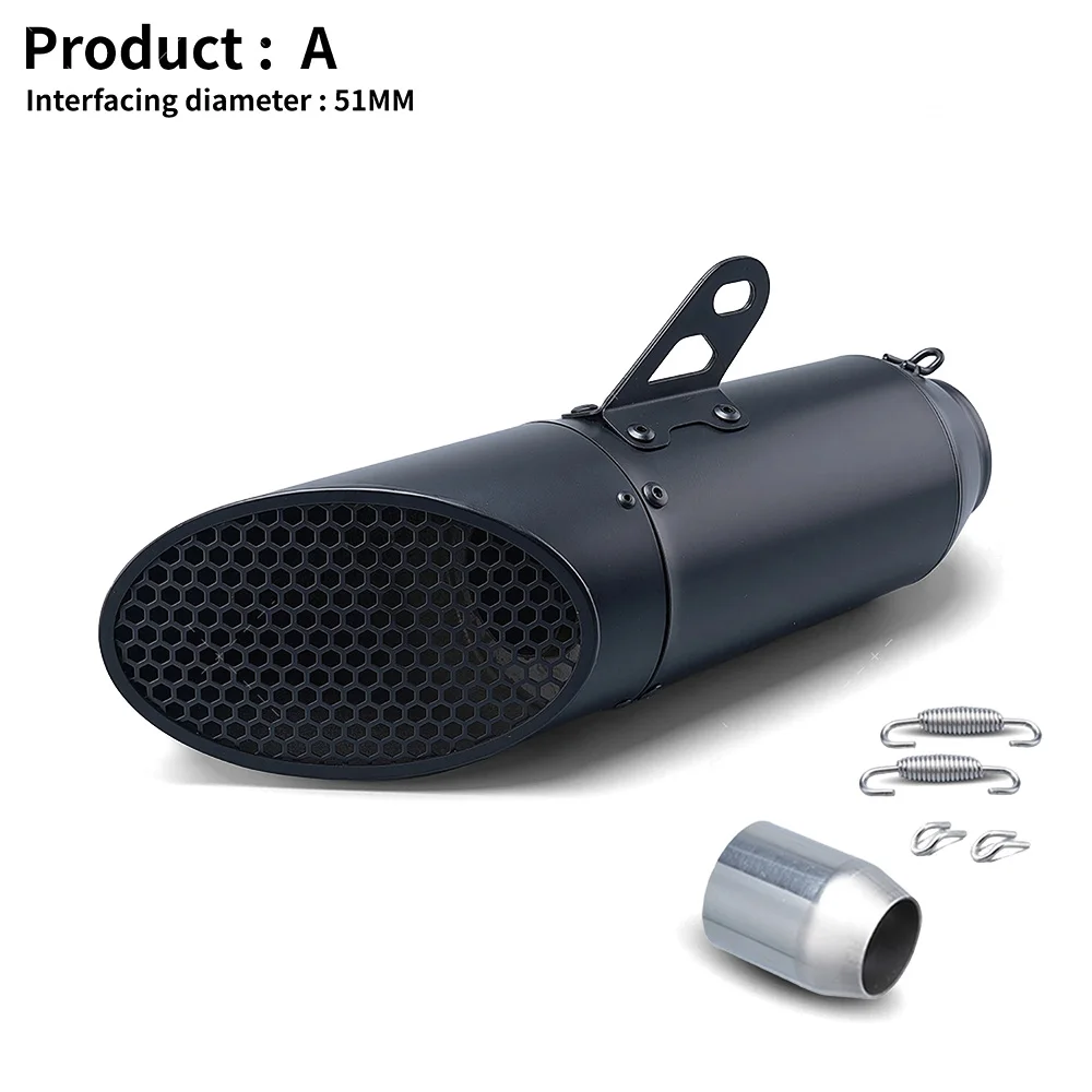 For MT-07 Z900 450SR R3 ZX-4R Stainless Steel Exhaust Pipe 51mm Motorcycle Slip-On Exhaust Muffler Universal 3
