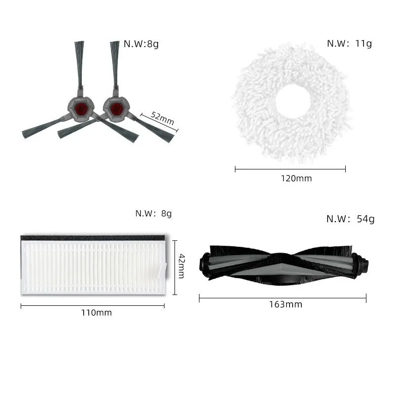 掃除機ロボット用アクセサリー,掃除機用メインブラシ,掃除機用HEPAフィルター,クリーニングパッド,スペアパーツ, Ecovacs Deebot N9 +/N9 + Plusプラス