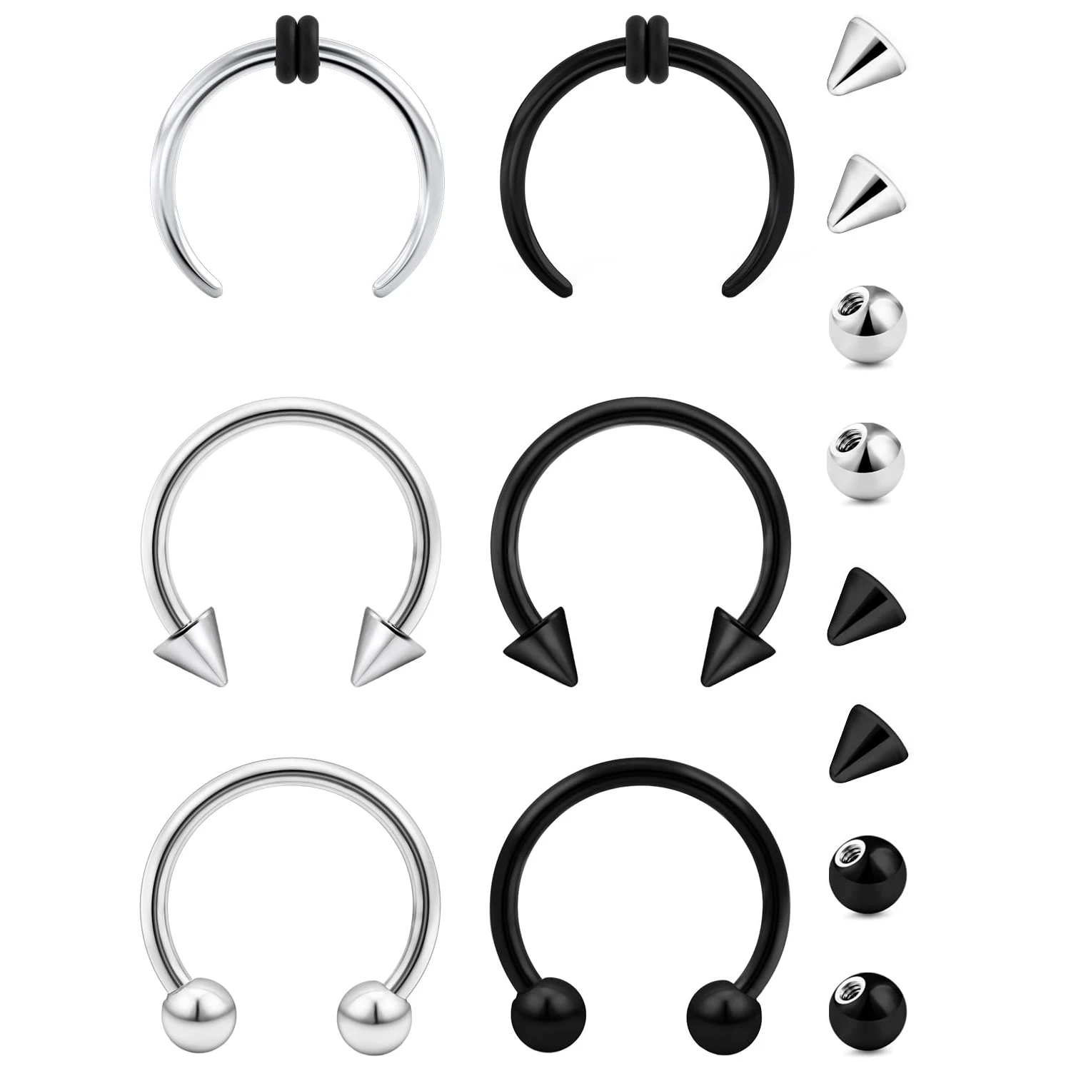 Septum Nose Rings 16g Surgical Steel Pincher Hypoallergenic Lip Rings Hoop Labret & Snake Bite Piercing Jewelry for Women & Men