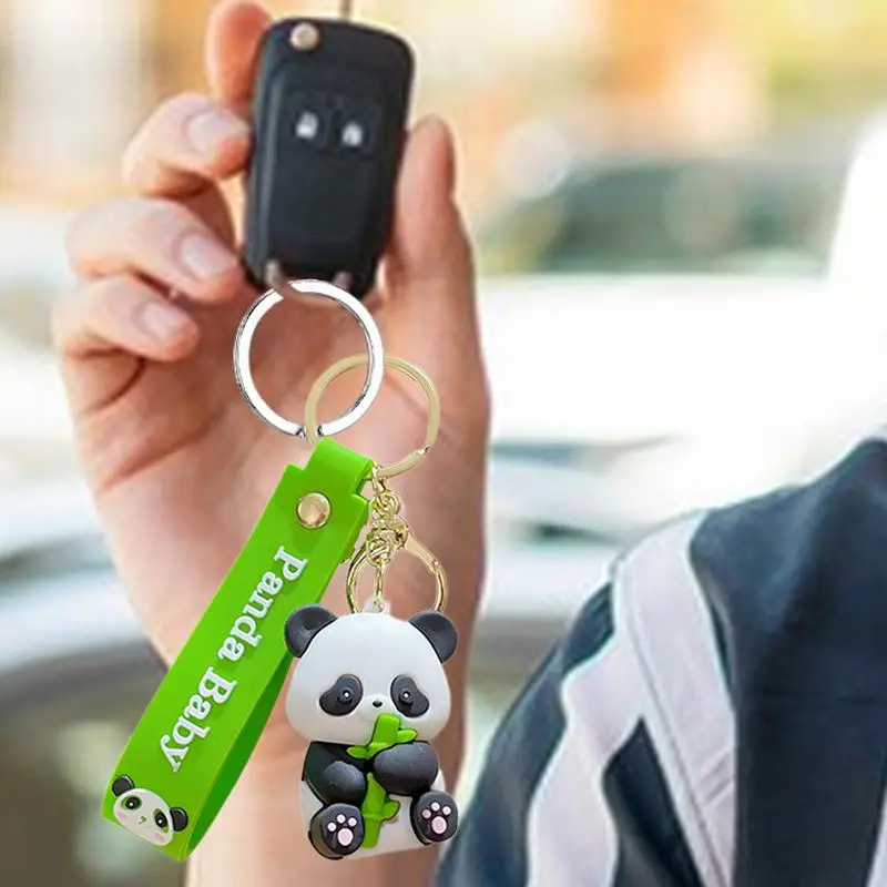 Panda Keychain Creative Panda Pendant Keychain PVC Cartoon Animal Cute Car Pendant Unique Panda Keychain Decoration Stylish Bag