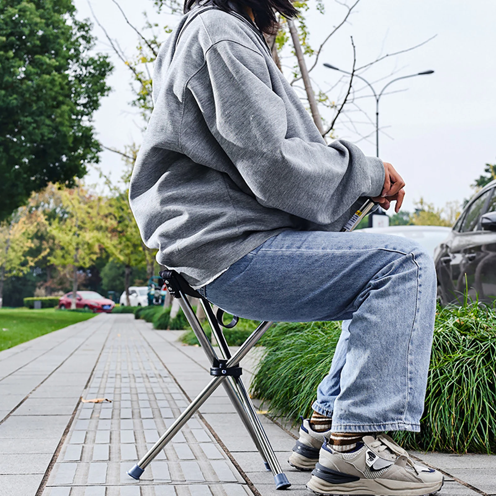 

Складные дорожные костыли из нержавеющей стали со стулом. Легкая трость и табурет 2-в-1. Складная трость для пожилых людей.