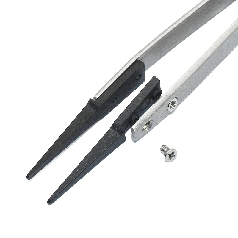 For Electronic Soldering Precision Anti Static ESD Tweezers Replaceable Tips Conductive Plastic Head Tweezers