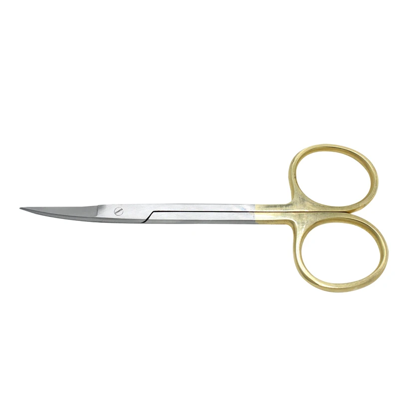 Stainless Steel Dental Surgical Scissors Straight/Curved Tip Gold Plated Handle Dentist Tools Dentistry Lab Instrument