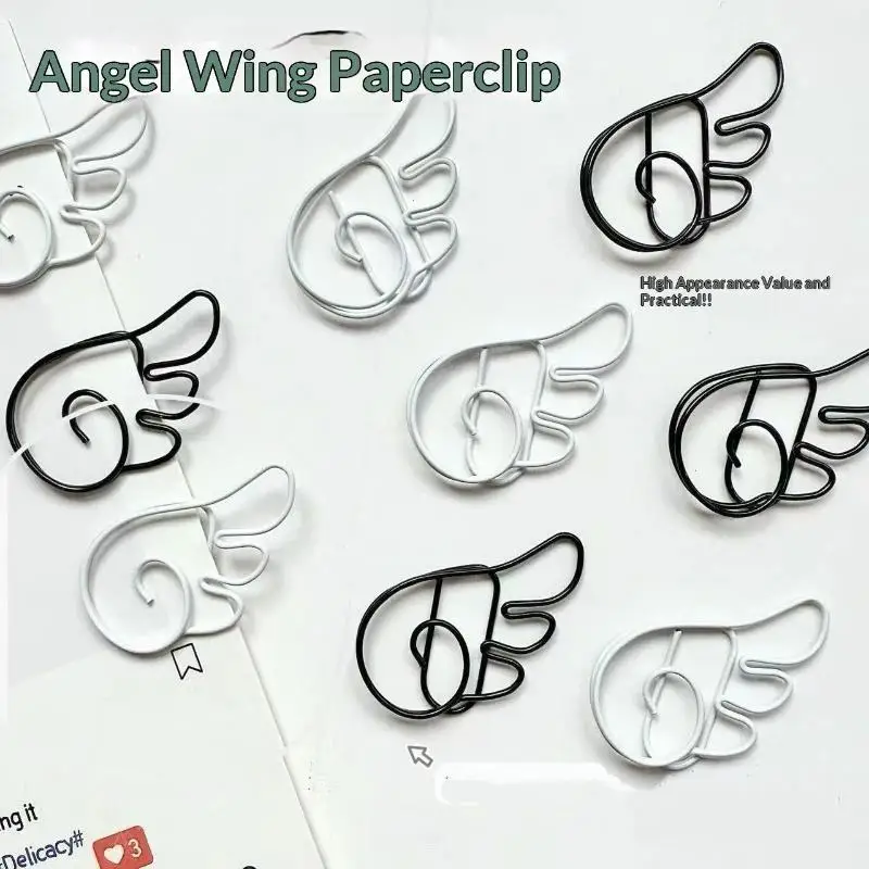 10/20/50Pcs INS Style Angel Wing Shaped Metal Paper Clips Simple Cute Pin For Student Stationery Office Decoration Supplies