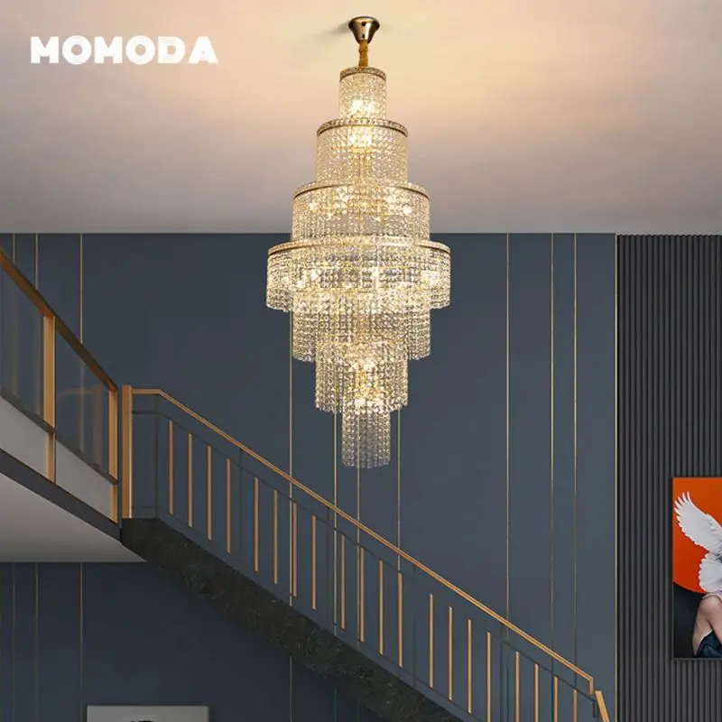 Modern Crystal Chandeliers Luxury Large Tassel Beaded Gold Hanging Lamps for Ceiling Living Room Staircase Pendant Lights