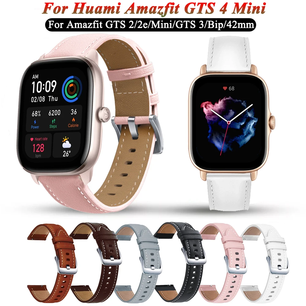 For Amazfit GTS 4 Mini Smart Watch Strap 20mm Leather Sport Replacement Band For Amazfit GTS 4/3/GTS2/2E 42mm/Bip 3 Pro Bracelet