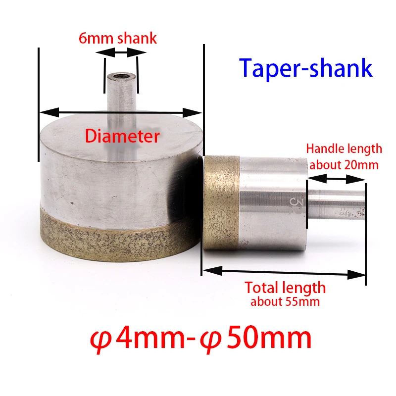 

1PCS 6mm Shank Diamond Powder Sintered Drill Bit Hole Opener Diameter 4-50mm For Glass/Ceramic/Marble Tile Drilling Cutting
