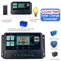 Solar Controller PWM 60A 50A 40A 30A 20A 10A Charge and Discharge Controller 12V 24V Auto LCD Solar Regulator with Dual USB 5V