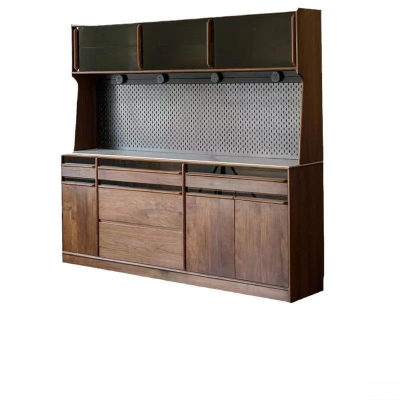 North American black mahogany dining side cabinet solid wood against the wall bar counter integrated tea Nordic restaurant