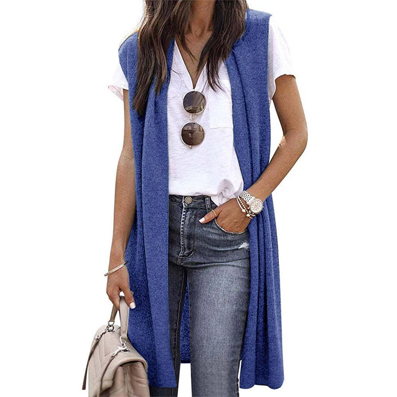 Women‘s Knitted Cardigan Vest 2024 New Spring/Autumn  Camisole Fashion Versatile Sleeveless Slim Fit Long Sweater Vest Tops