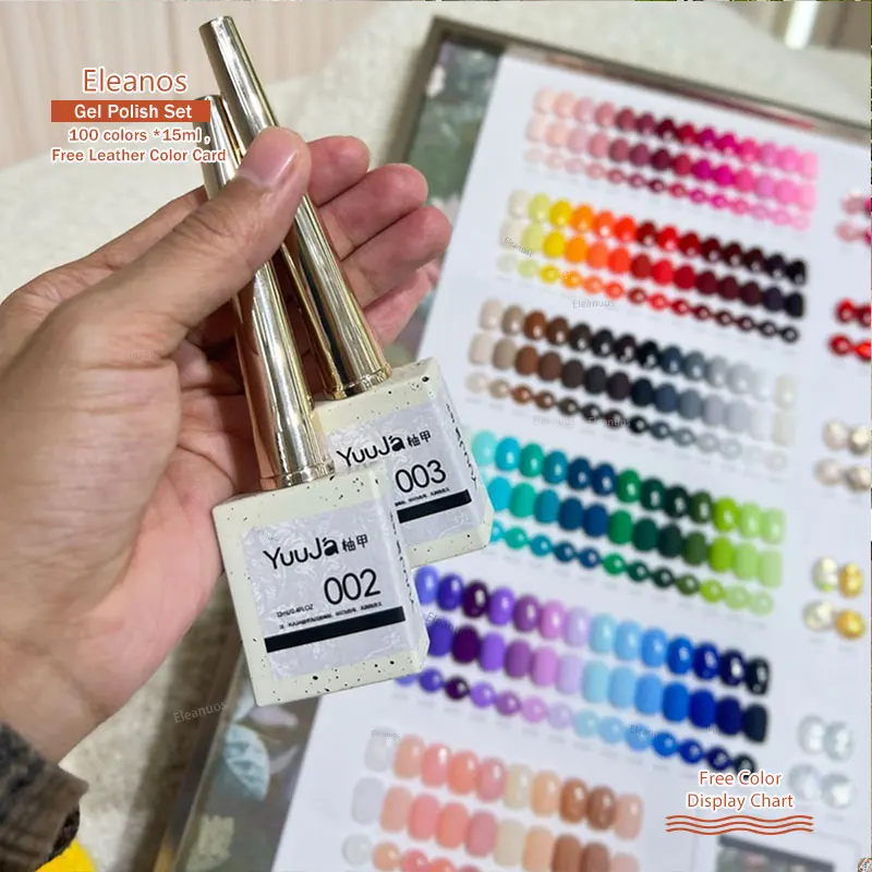 Eleanos Summer 100 Color Solid Gel Nail Polish Set Soak Off Gel With Color Chart 15ml High Quality Manicure DIY Varnishes Kit