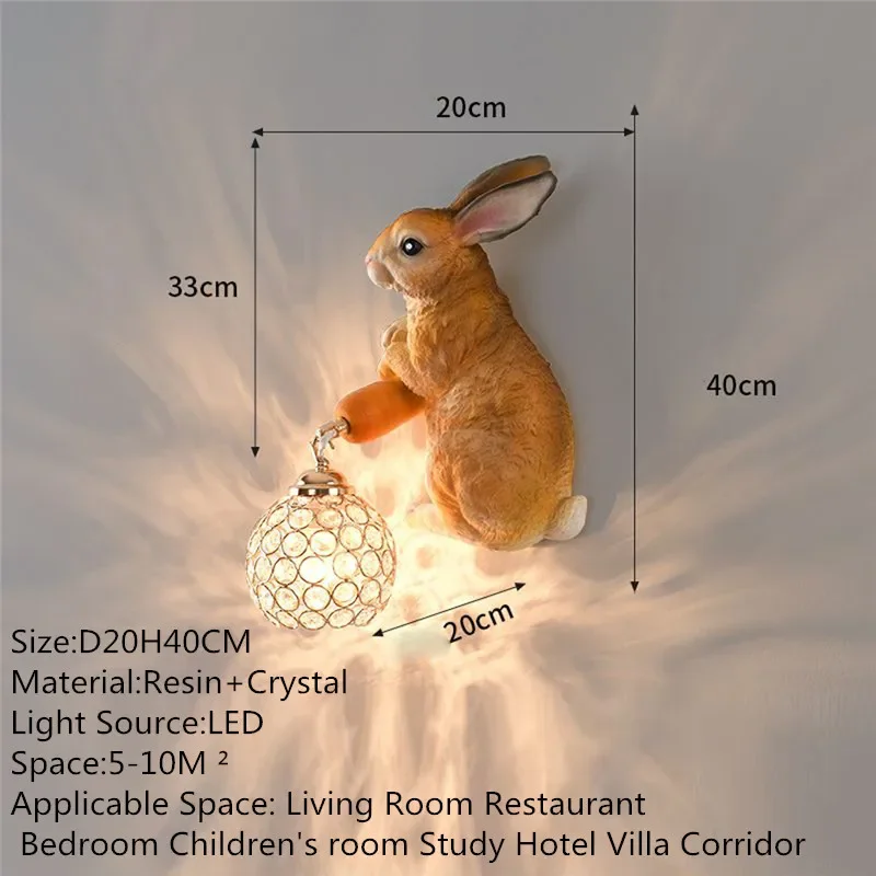 RONIN Contemporary Rabbit Wall Lamp Creative Living Room Bedroom Study Villa Hotel Children's Room Aisle LED Decoration Light