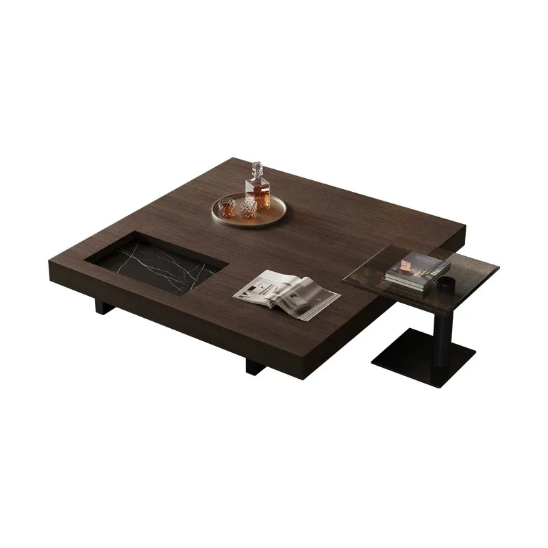 

table small apartment simple living room high-end creative square smoked veneer rock slab designer coffee table