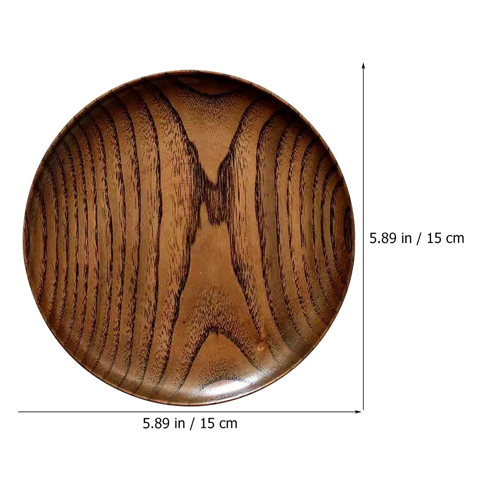 

6 Inch Wooden Serving Platter Wood Plate for Salad Fruit Cake Bread Wood Cheese Board Round Dinner Tray Japanese Style Food Dish