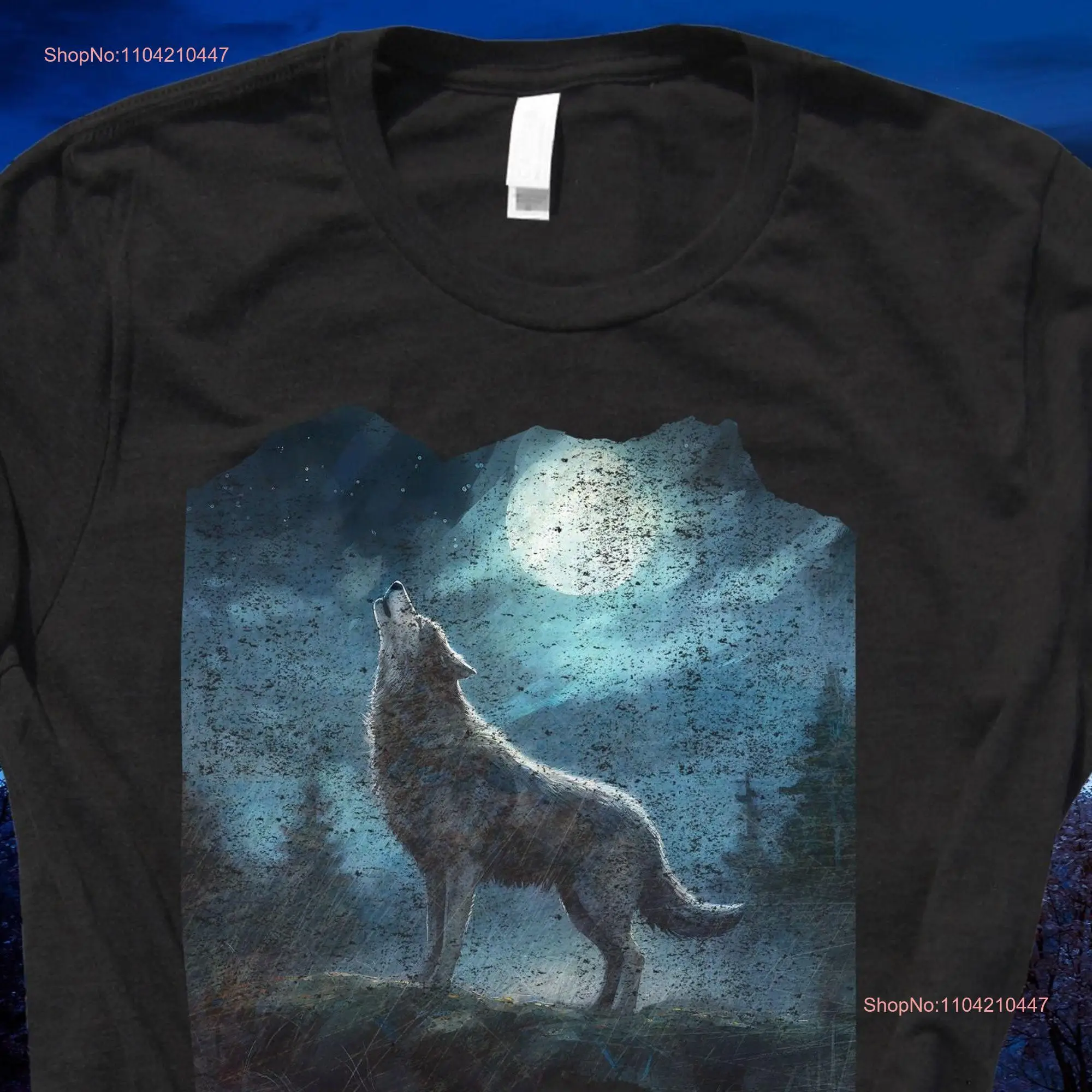 Wolf Howling T Shirt Wild Free Loyal Gray Dog 2000s Animal long or short sleeves