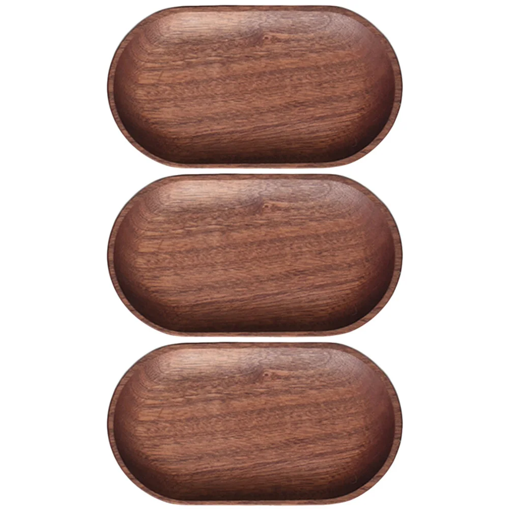

3Pcs Wooden Tray Dried Fruit Snack Plate Decorative Desktop Food Serving Tray for Home Party Desktop Wood Plate