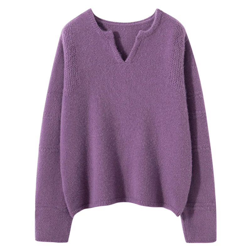 Winter Women O-Neck Pullover 100% Cashmere Sweaters Knitted Soft Warm Jumper Thickened Ladies Loose Large Size Girl Clothes