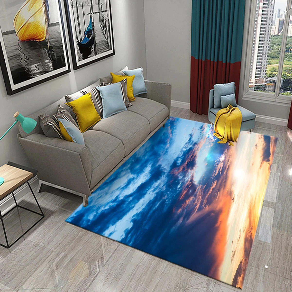 

Cloud Carpet Blue Sky White Clouds Printing Rugs Doormat Anti Slip Floor Carpet Bathroom Kitchen Rugs Bathroom Living Room Decor