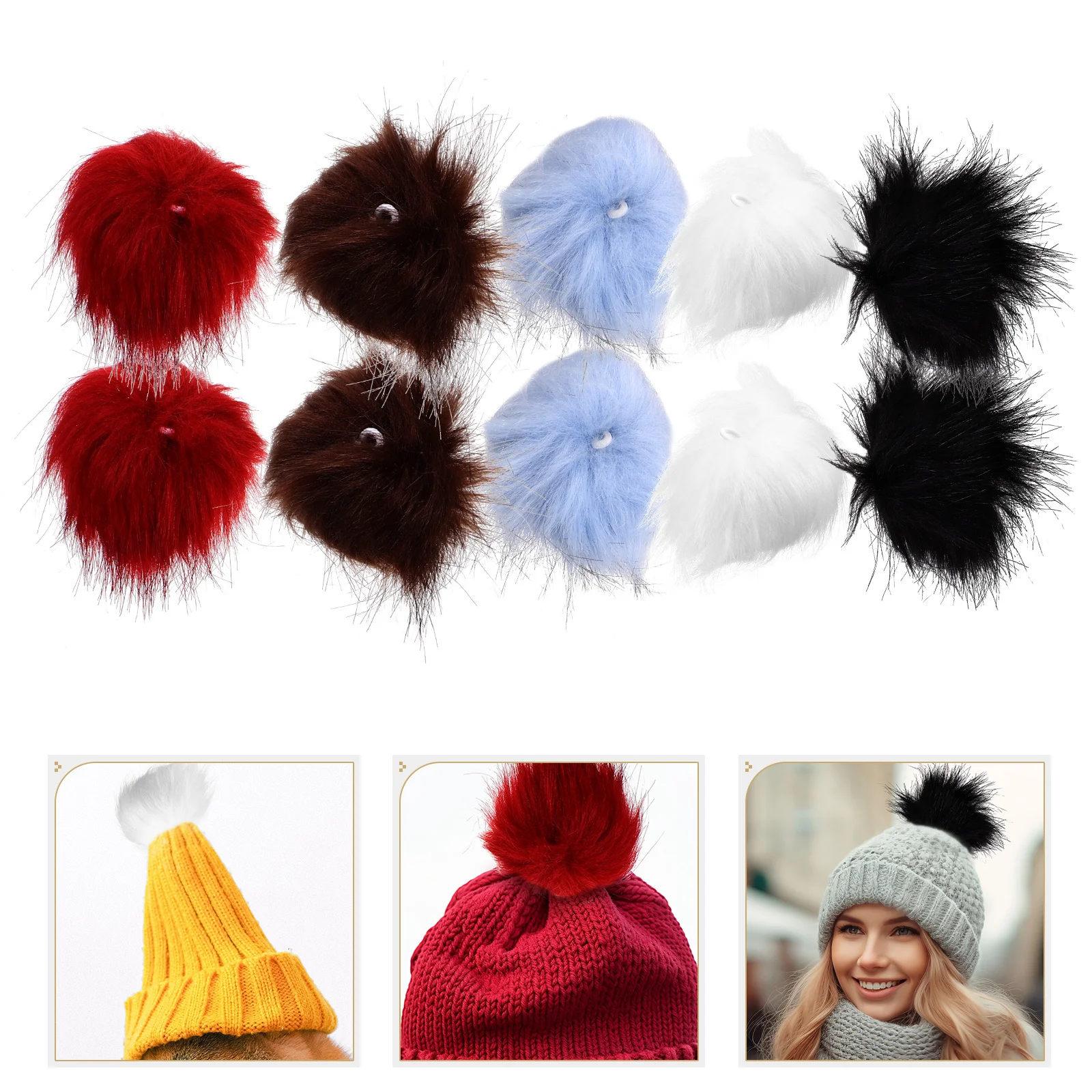 

10Pcs Hat Accessories Detachable Soft Artificial Balls for Handmade Clothing Decoration Winter Autumn Decor
