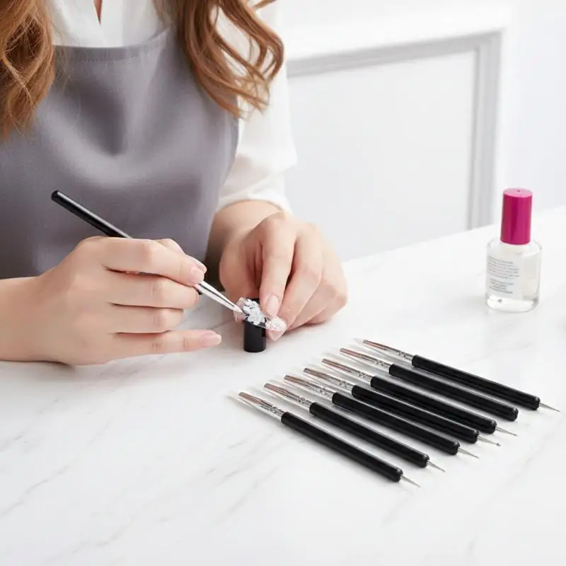 5Pcs Silicone Nail Dotting Pen 15cm Double-Ended 3D Carving Rhinestone Picker Dual-Head For Manicure Art Design Tools