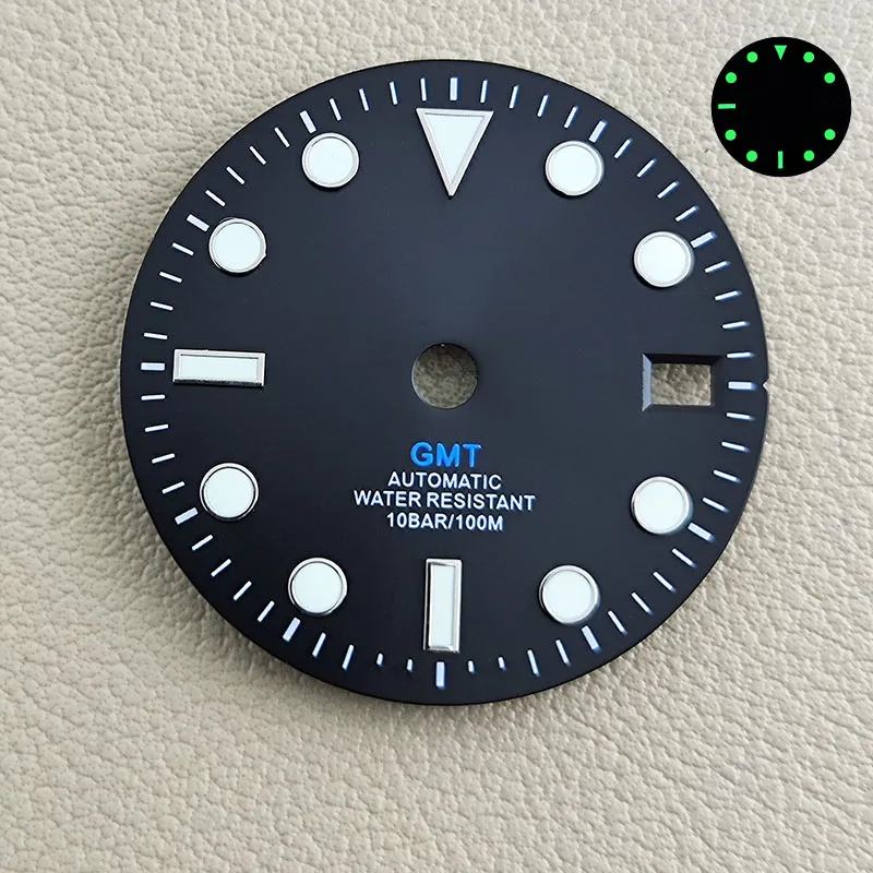 Аксессуары для циферблата NH GMT34, циферблат часов 28,5 мм, зеленый C3, светящийся для NH GMT 34, аксессуары для часов с автоматическим механическим механизмом