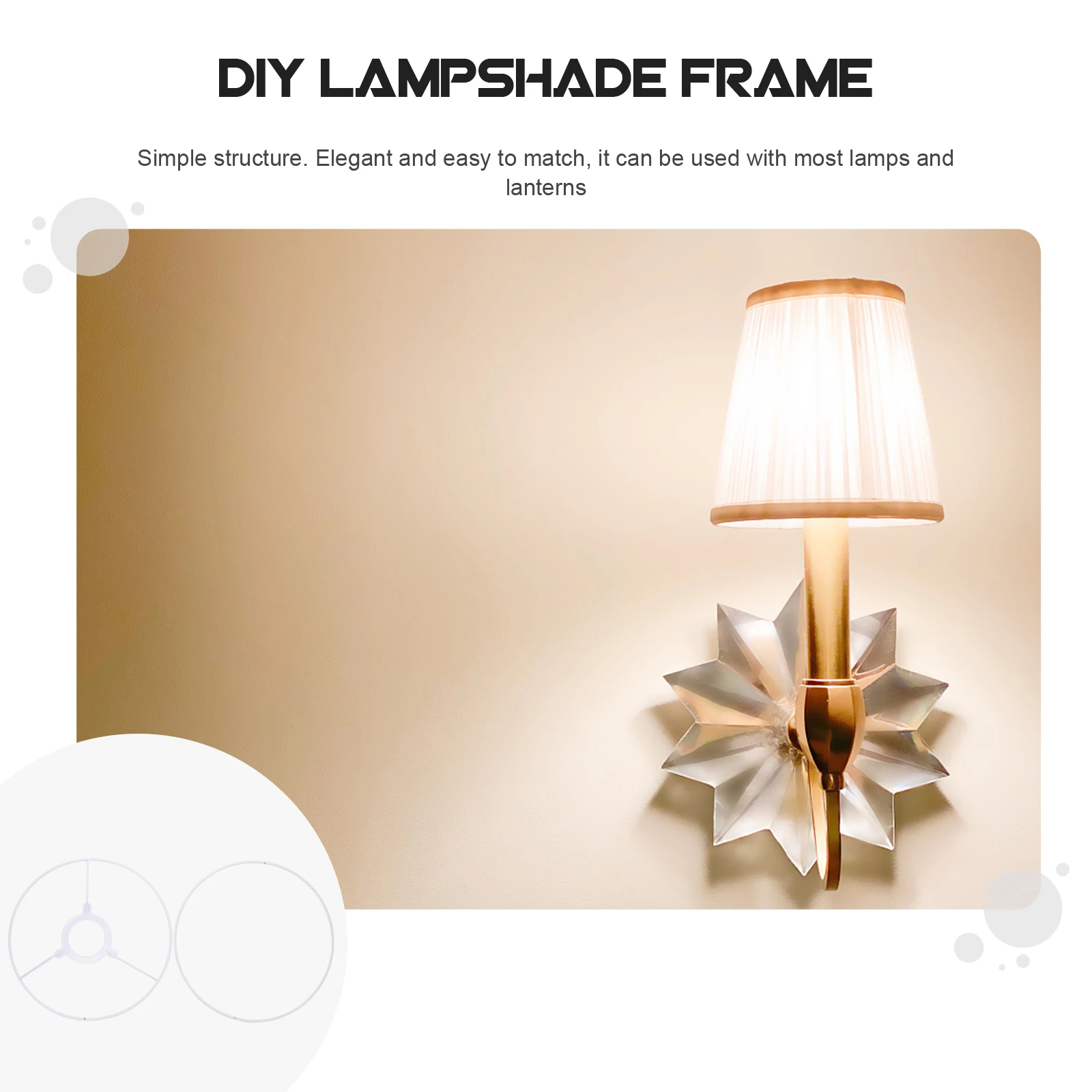 

2 Sets E27 Lampshade Bracket Round 20CM Iron Wire Frame for DIY Hanging Ch Light Accessory Ceiling Lamp Holder