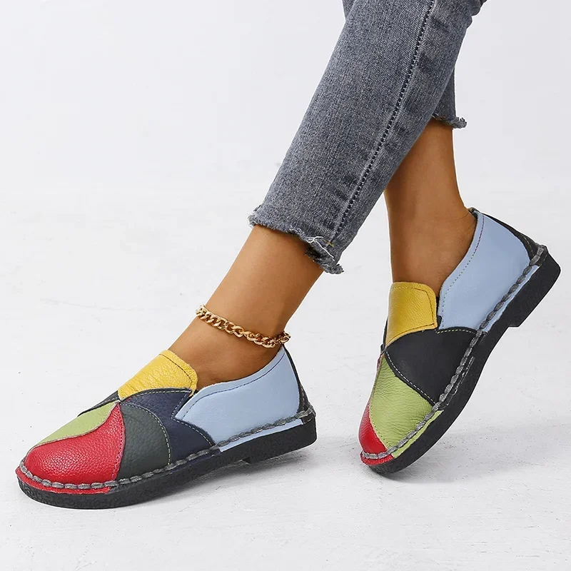 2023 New Hot Sales Women Patches Stitching Flat Casual Shoes for Woman Summer Flats Soft Candy Colors Shoes