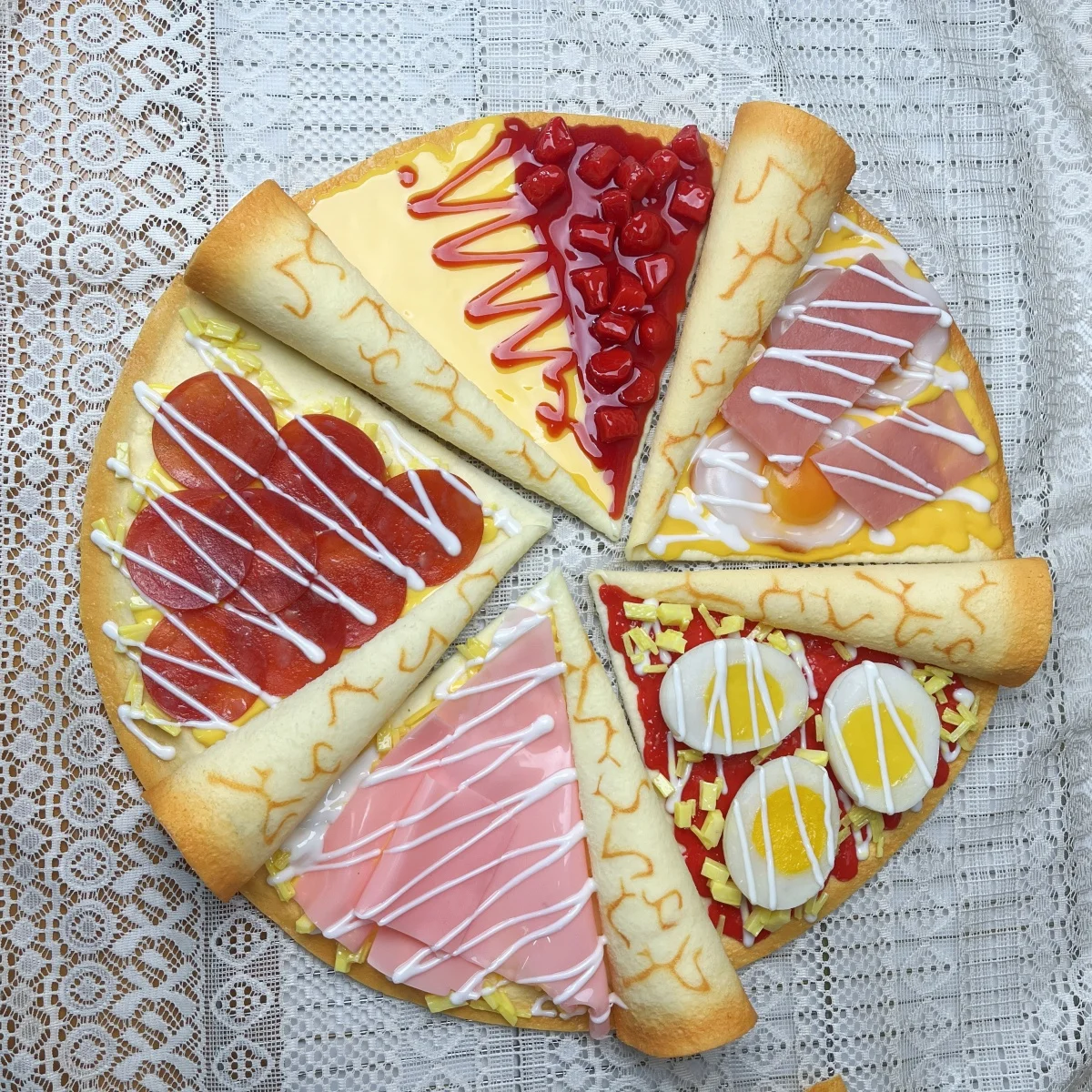 Simulated Fren Chdessert Crepes, Fake Cream, Fruit Decorations, Customizable imitations
