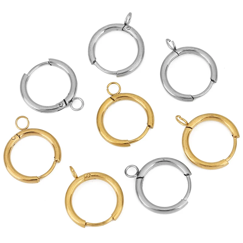 10 قطعة PVD أبدا تتلاشى أقراط السنانير صنع 16 مللي متر هيبوالرجينيك الفولاذ المقاوم للصدأ القرط المشابك سلك لمستلزمات نتائج المجوهرات #5