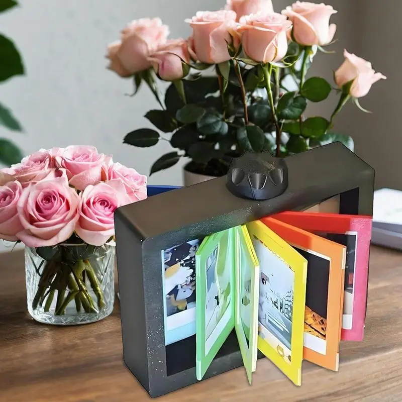 Set of 12  Card Holder Frame Rotating Photo Album Hand-cranked Photo Flipbook Box Page Turning Stereo Rotating Photo Frame