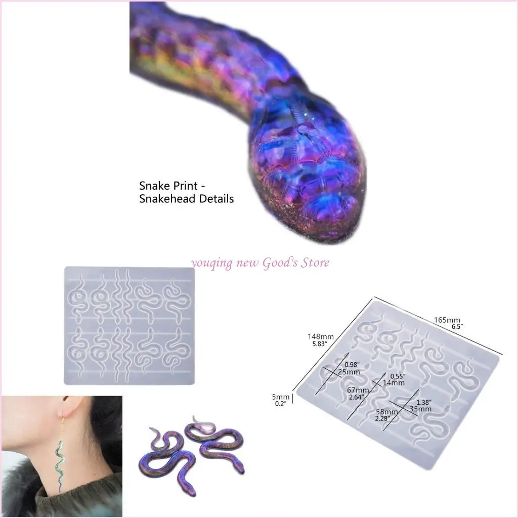 

57QA Shiny Glossy Snake Earrings Silicone Molds for Women Girl DIY Craft Tool