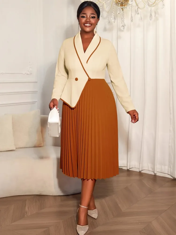 

African Dresses For Women Elegant Spring Summer Long Sleeve Dashiki Midi Dress Ladies Traditional African Clothing Fairy Dreaes