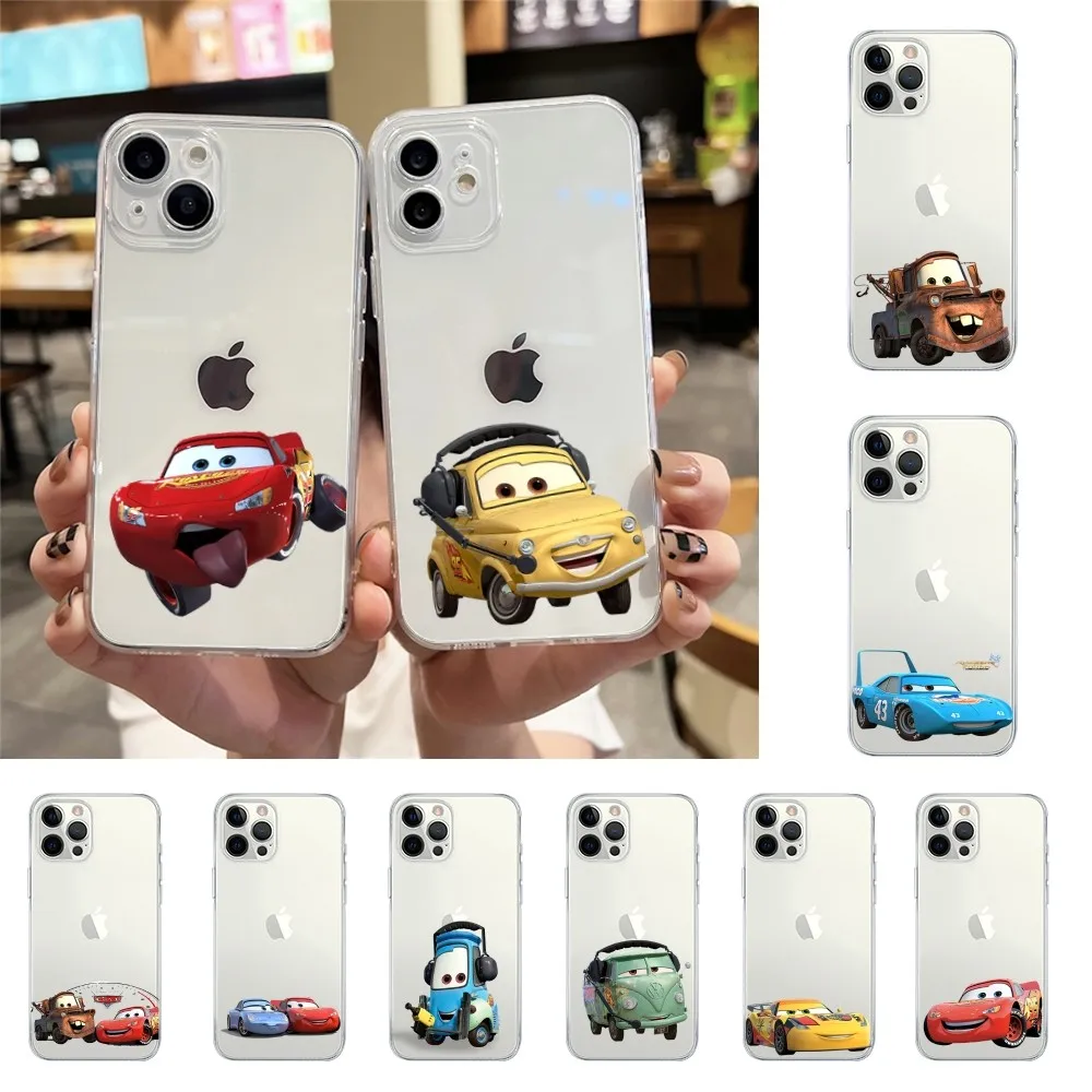 Cars L-Lightning M-McQueen Phone Case For Iphone 15 11 13 14 Pro Max 7 8 Plus X Xr Xs Max Se2020 12mini Transparent Cover