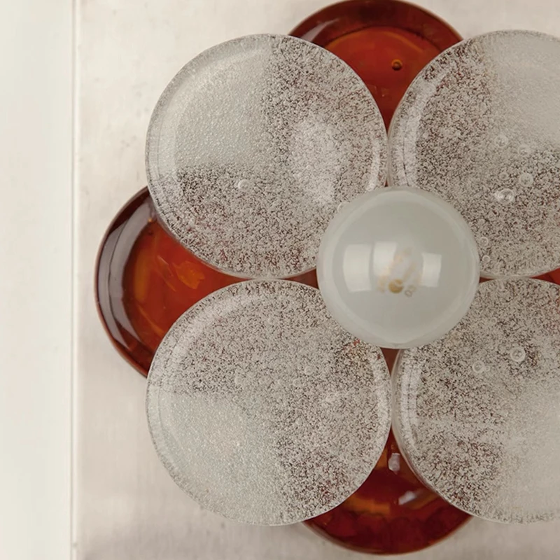 French Design Square Base Flower Glass Wall Lamp LED E27 Luxury Art Decorative Wall Sconces Living Room Bedroom Background Study