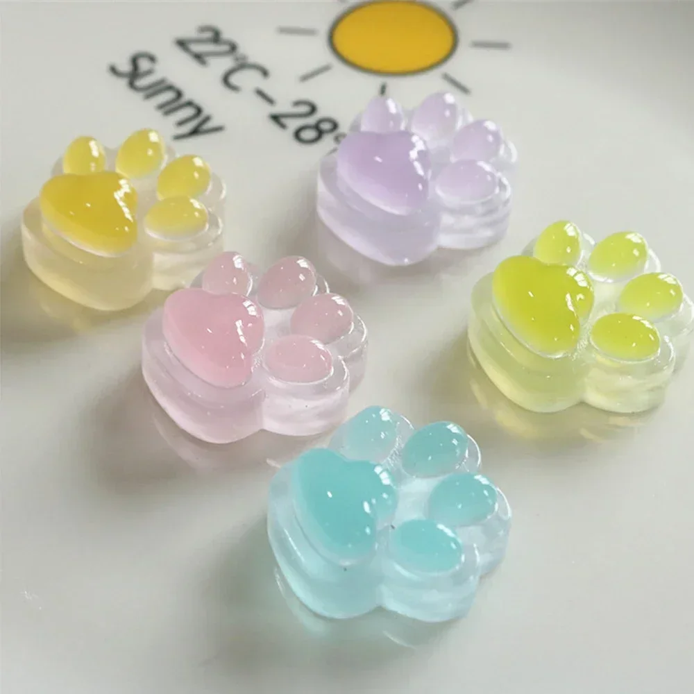 10PCS 26x25mm Transparent Paw Miniature Flat Back Resin Cabochons For Hairpin Scrapbooking DIY Home Decor Craft Accessories