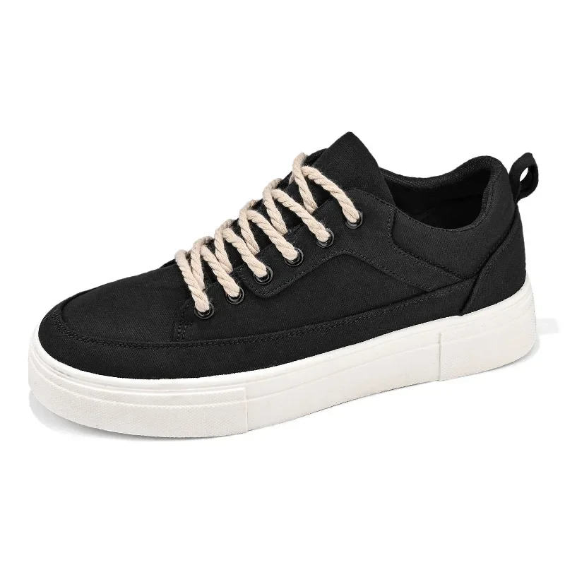 Men's Canvas Shoes 2024 New Autumn Sports Casual Versatile Student Board Shoes Soft Bottom Black Cloth Shoes Niche