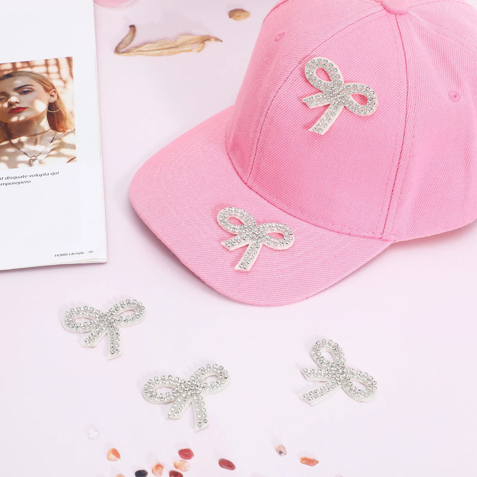 

5pcs Rhinestone Bow Applique Iron-On Patches Sparkling Clothing Repair Decorative Appliques For Shirts Jackets Dresses Bags Hats