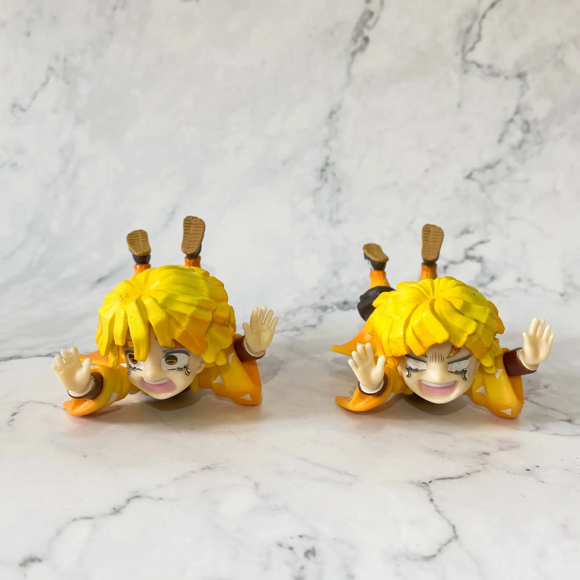 Anime Dämon Slayer Agatsuma Zenitsu Q Version Action Figure PVC Modell Statue Spielzeug puppe auto ornament Schreibtisch Dekor Sammeln Geschenke