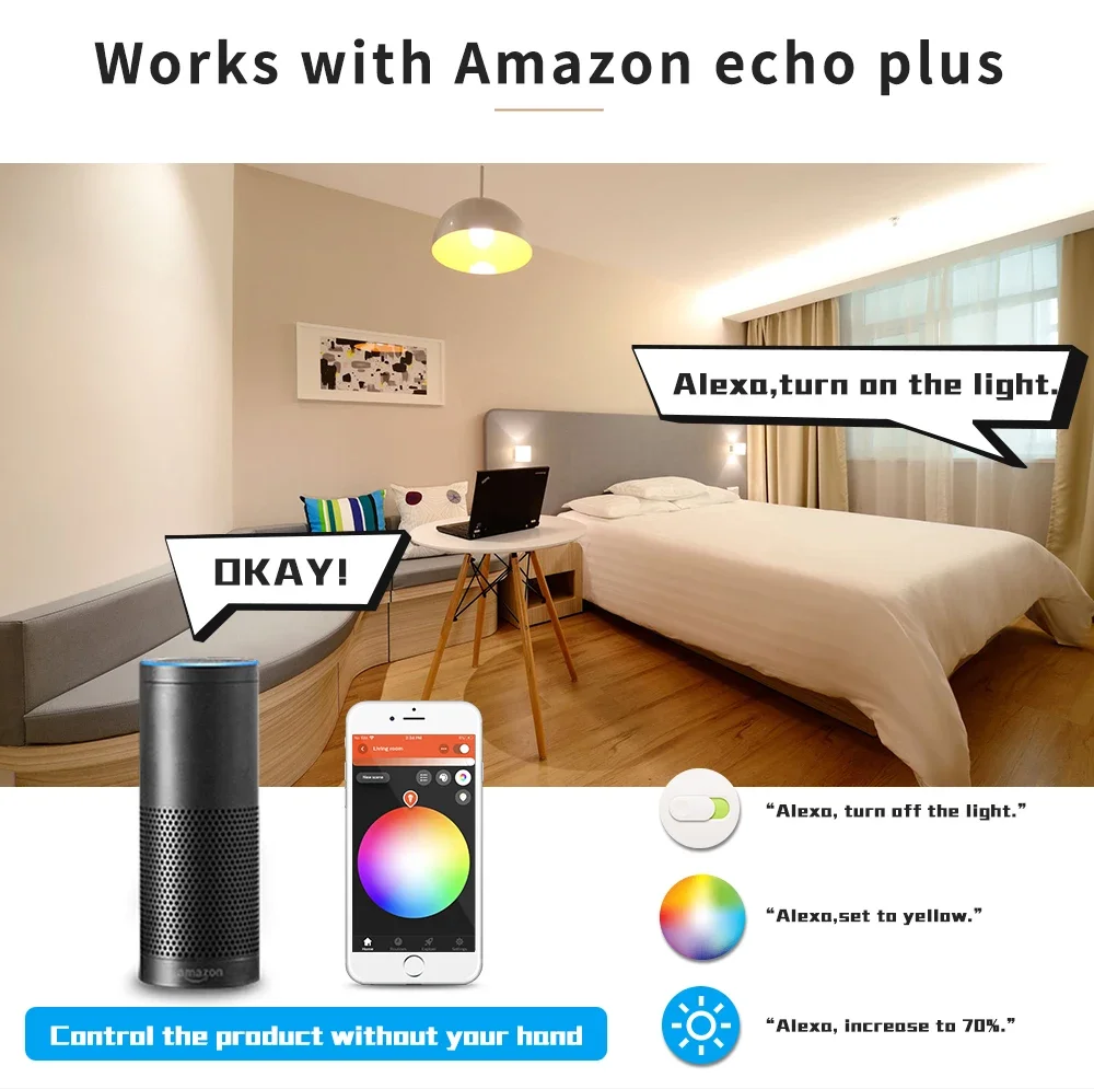 Mini kontroler Zigbee RGBCW 1M-10M DC12V 5050 RGB+CCT 90leds/m Zestaw zasilania taśm LED do ZIGBEE 3.0 HUB Echo Plus APP