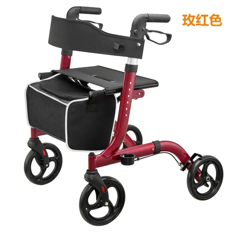 Imagem -05 - Jaycreer-lightpeso Folding Rollator Walker para Adultos Assento de Altura Ajustável Alumínio Loop Brake por Pernas e Braços