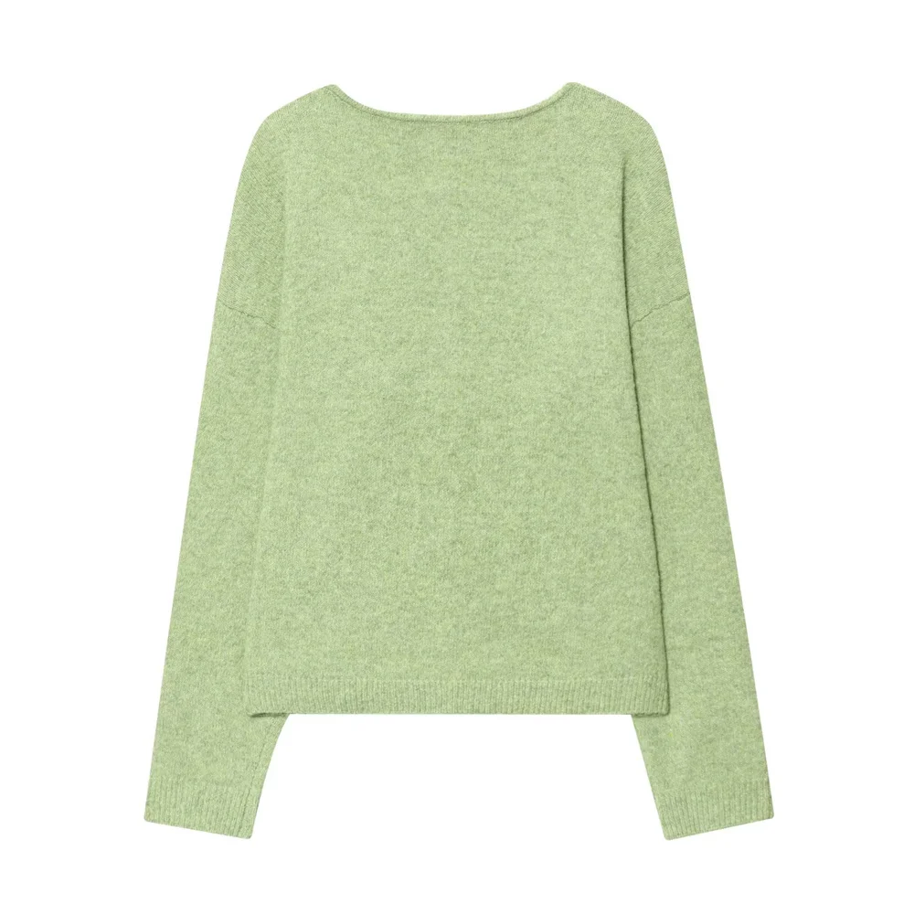 เสื้อคาร์ดิแกนผู้หญิงสไตล์คลาสสิกแบบหลวมๆ ติดกระดุม  คอลเลคชั่นใหม่สำหรับฤดูใบไม้ร่วง