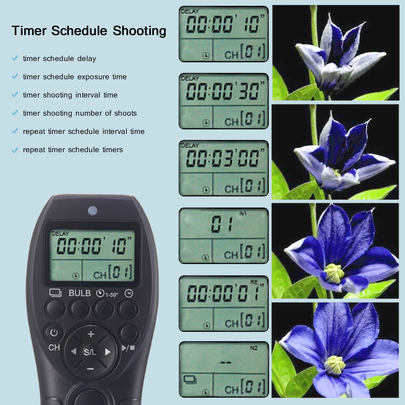 Wireless Wired Timer Remote Control Shutter Release DC0 DC2 E2 L1 N3 E3 S1 S2 UC1 Cable For Canon Nikon Sony FUJITSU Camera