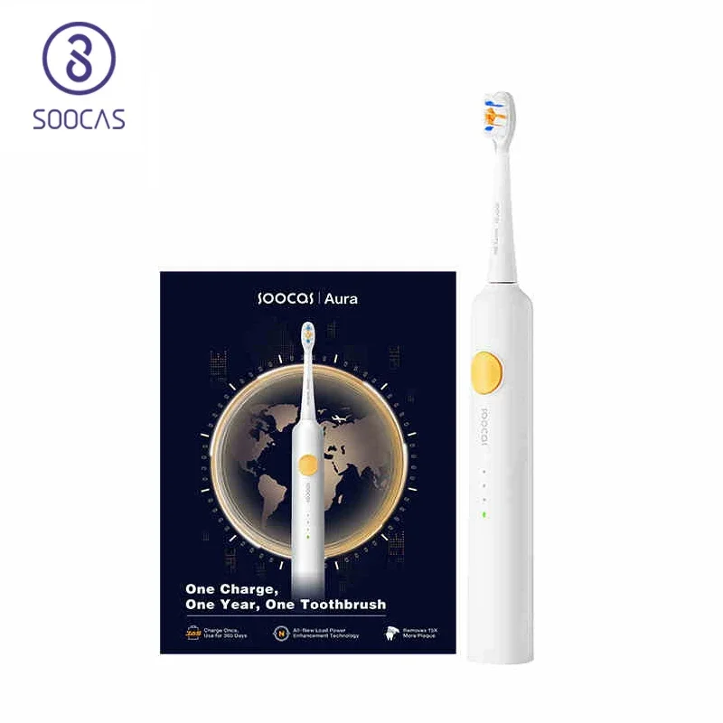

Оригинальная звуковая электрическая зубная щетка SOOCAS PT1, срок службы батареи 180 дней, IPx7, водонепроницаемая автоматическая зубная щетка с 4 насадками